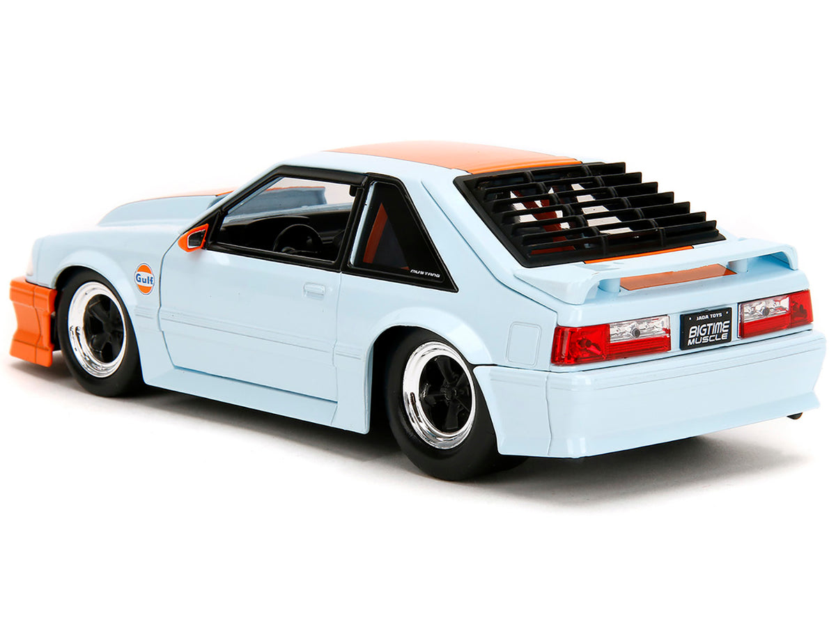1989 Ford Mustang GT "Gulf Oil" Light Blue with Orange Stripe "Bigtime Muscle" Series 1/24 Diecast Model Car
