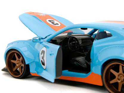 2016 Chevrolet Camaro Widebody #3 Light Blue with Orange Stripes "Gulf Oil" "Wide Body" Series 1/24 Diecast Model Car