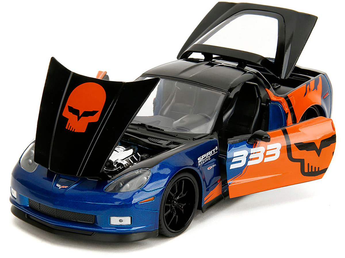 2006 Chevrolet Corvette Z06 #333 "Spirit Racing" Blue Metallic and Orange with Black Hood and Top "Bigtime Muscle" Series 1/24 Diecast Model Car