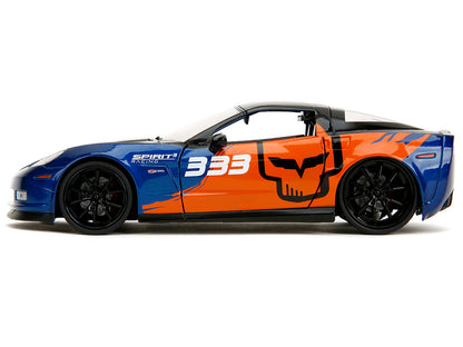 2006 Chevrolet Corvette Z06 #333 "Spirit Racing" Blue Metallic and Orange with Black Hood and Top "Bigtime Muscle" Series 1/24 Diecast Model Car