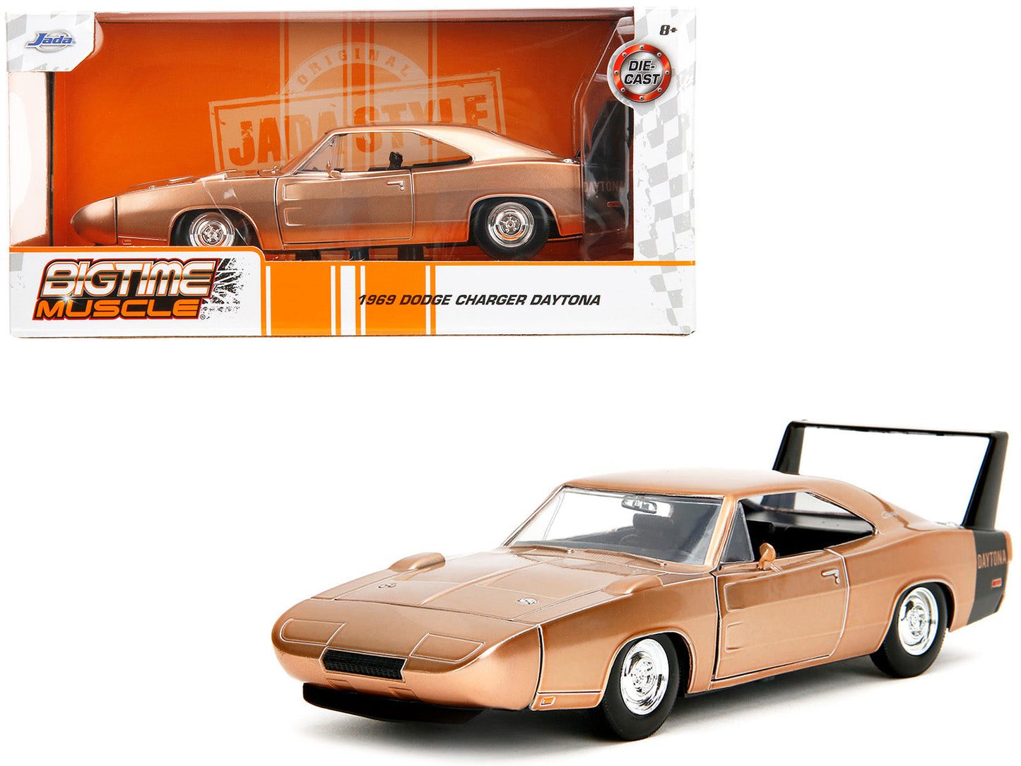 1969 Dodge Charger Daytona Bronze Metallic with Black Tail Stripe "Bigtime Muscle" Series 1/24 Diecast Model Car