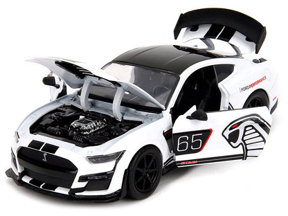 2020 Ford Mustang Shelby GT500 #65 White with Black Top and Stripes "Ford Performance" "Bigtime Muscle" Series 1/24 Diecast Model Car