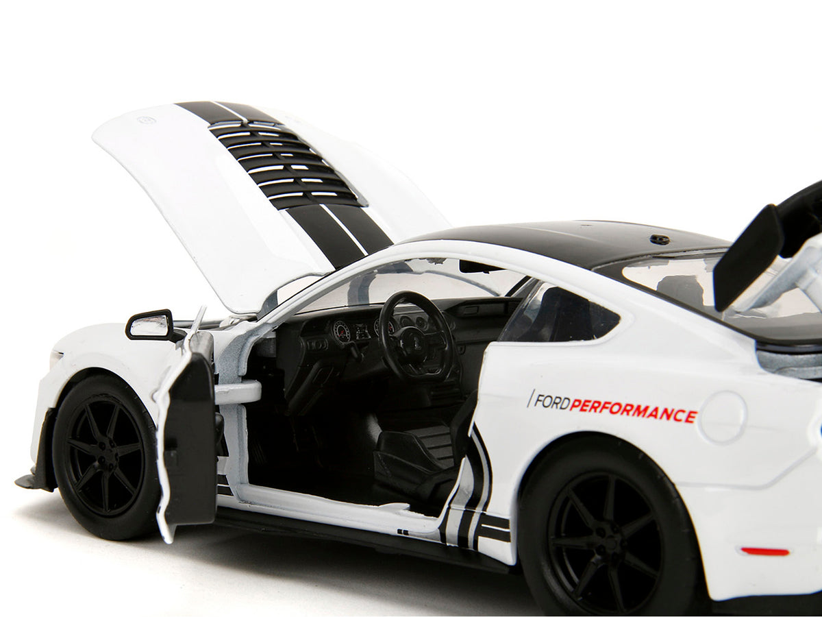 2020 Ford Mustang Shelby GT500 #65 White with Black Top and Stripes "Ford Performance" "Bigtime Muscle" Series 1/24 Diecast Model Car