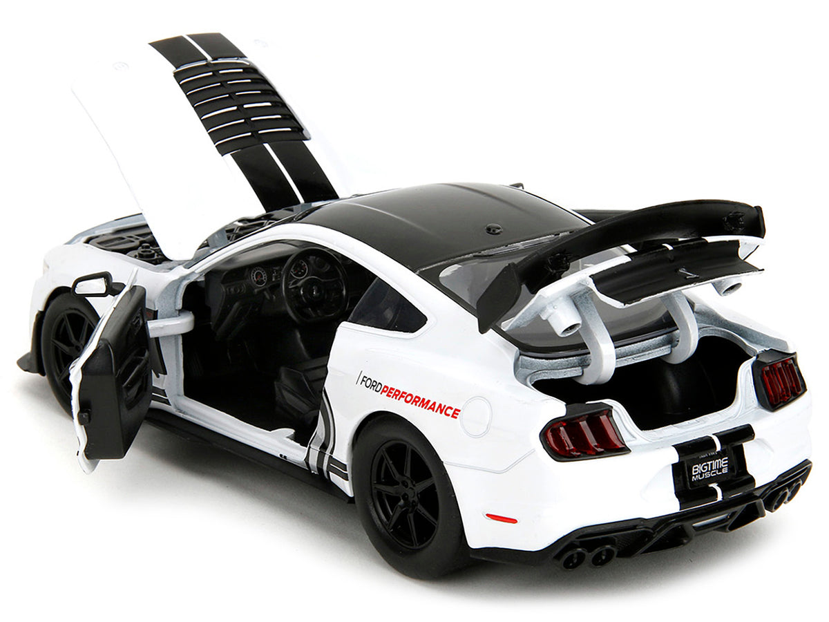 2020 Ford Mustang Shelby GT500 #65 White with Black Top and Stripes "Ford Performance" "Bigtime Muscle" Series 1/24 Diecast Model Car