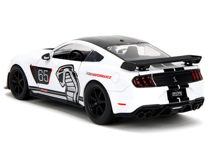 2020 Ford Mustang Shelby GT500 #65 White with Black Top and Stripes "Ford Performance" "Bigtime Muscle" Series 1/24 Diecast Model Car