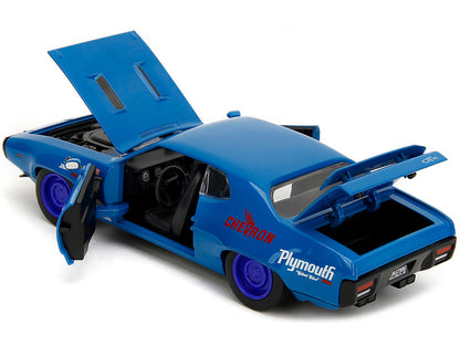 1972 Plymouth GTX #34 Blue with Graphics "Bigtime Muscle" Series 1/24 Diecast Model Car