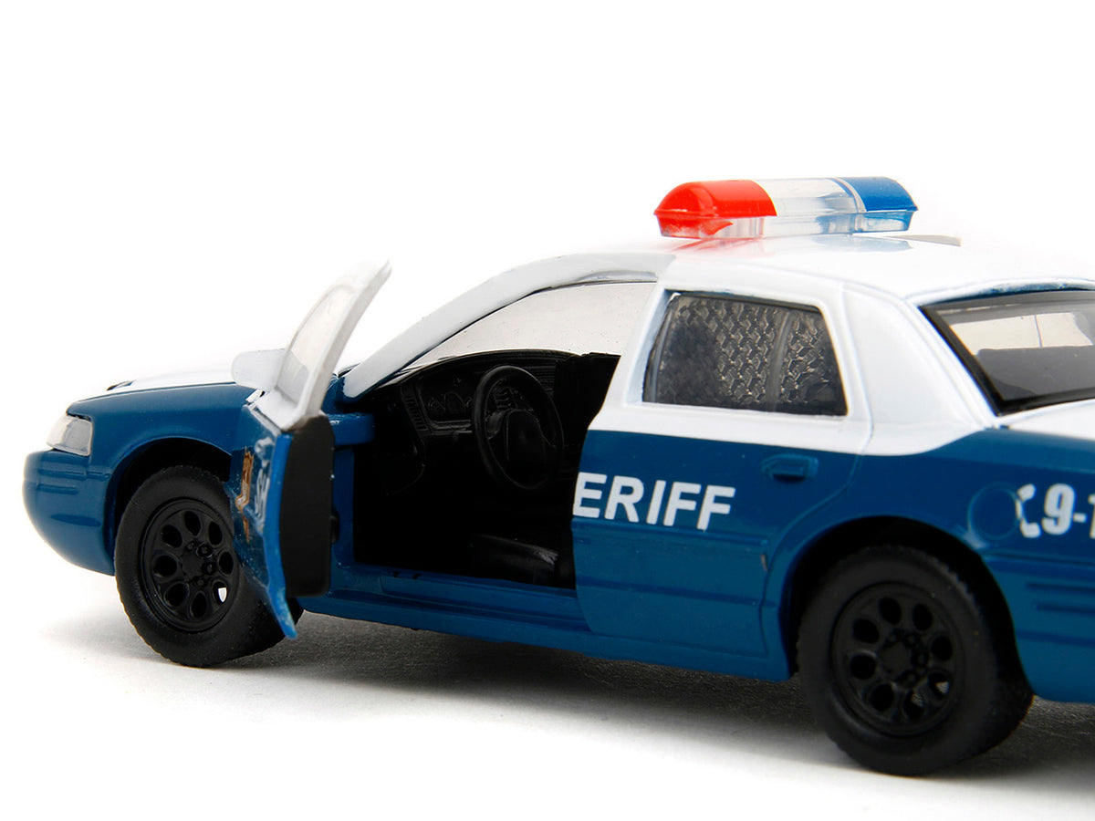 Rick Grimes' Ford Crown Victoria "Sheriff" Blue and White "The Walking Dead" (2010-2022) TV Series "Hollywood Rides" Series 1/32 Diecast Model Car