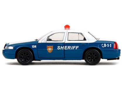 Rick Grimes' Ford Crown Victoria "Sheriff" Blue and White "The Walking Dead" (2010-2022) TV Series "Hollywood Rides" Series 1/32 Diecast Model Car