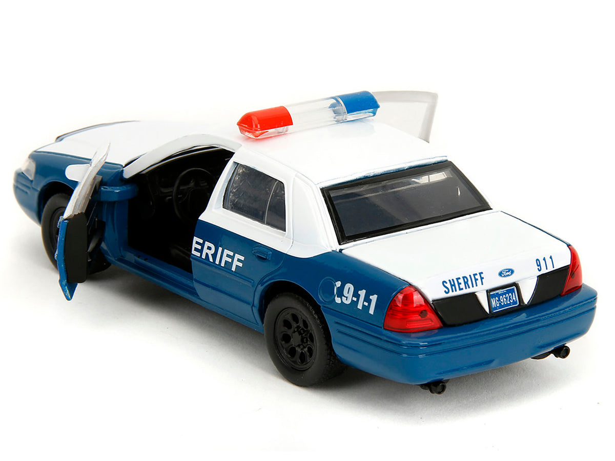 Rick Grimes' Ford Crown Victoria "Sheriff" Blue and White "The Walking Dead" (2010-2022) TV Series "Hollywood Rides" Series 1/32 Diecast Model Car