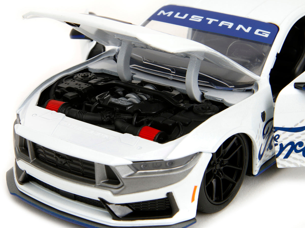 2024 Ford Mustang Dark Horse White with "Mustang Horse Graphics" "Bigtime Muscle" Series 1/24 Diecast Model Car