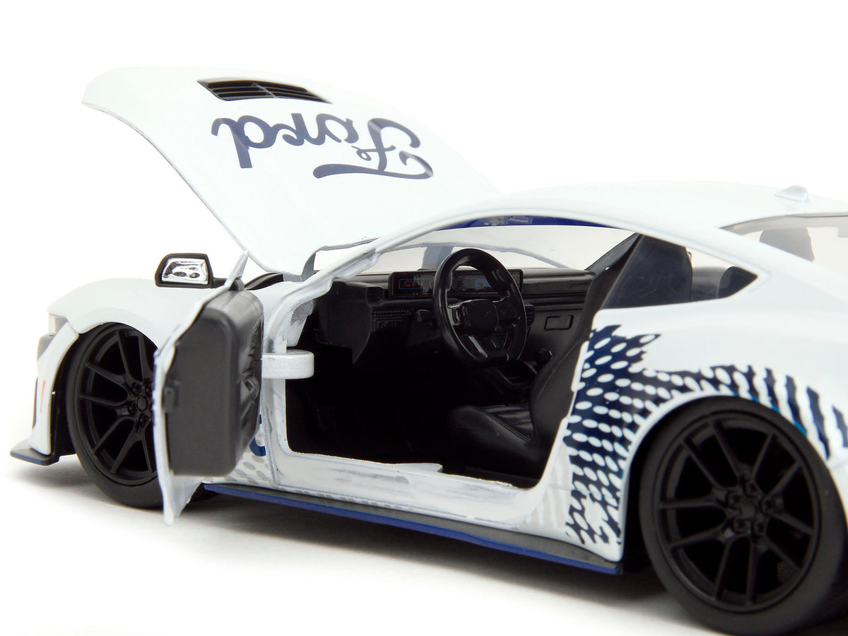 2024 Ford Mustang Dark Horse White with "Mustang Horse Graphics" "Bigtime Muscle" Series 1/24 Diecast Model Car