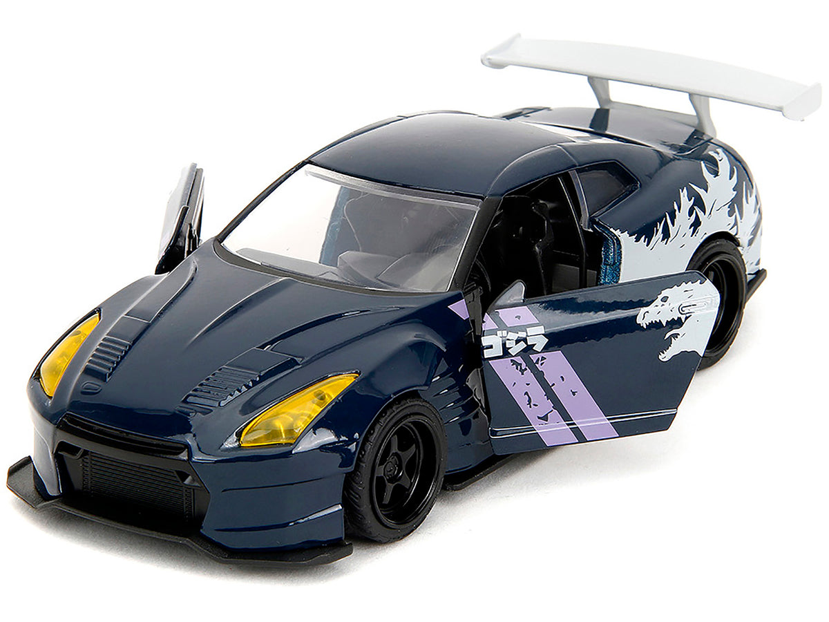 2009 Nissan GT-R (R35) Ben Sopra Dark Blue with Graphics "Godzilla" "Hollywood Rides" Series 1/32 Diecast Model Car