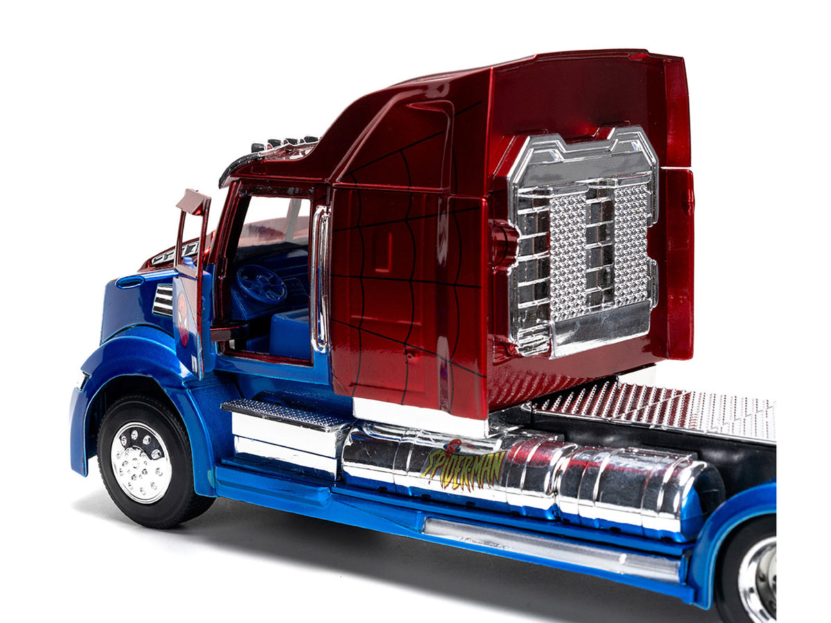 Western Star 57X Truck Tractor "Spider-Man" Blue and Red Metallic "Hollywood Rides" Series 1/24 Diecast Model