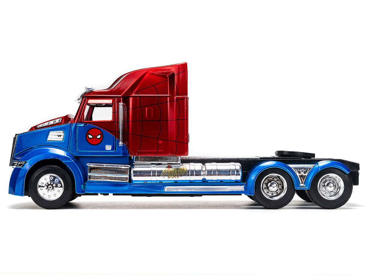 Western Star 57X Truck Tractor "Spider-Man" Blue and Red Metallic "Hollywood Rides" Series 1/24 Diecast Model