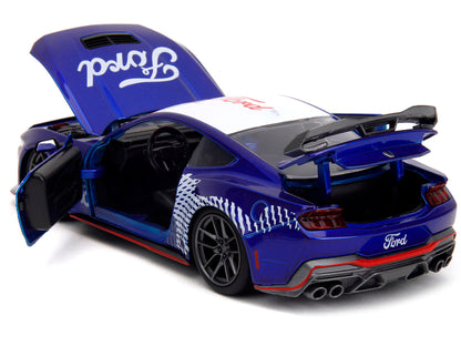 2024 Ford Mustang Dark Horse Candy Blue with White Top and "Mustang Horse Graphics" "Bigtime Muscle" Series 1/24 Diecast Model Car