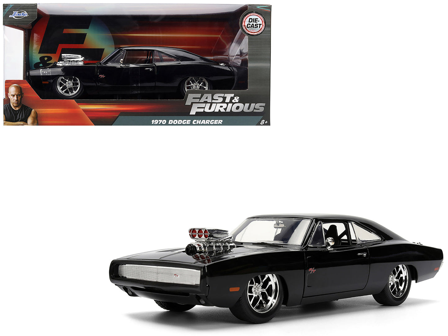 1970 Dodge Charger R/T Black "Furious 7" (2015) Movie "Fast & Furious" Series 1/24 Diecast Model Car