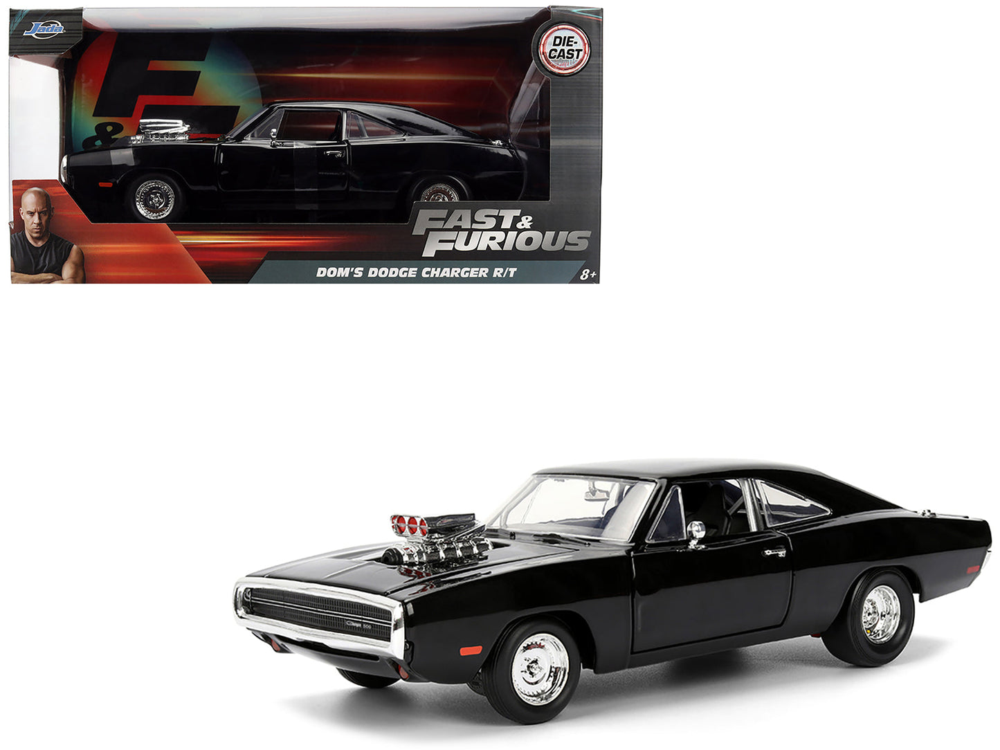 Dom's 1970 Dodge Charger R/T Black "F9" (2021) Movie "Fast & Furious" Series 1/24 Diecast Model Car