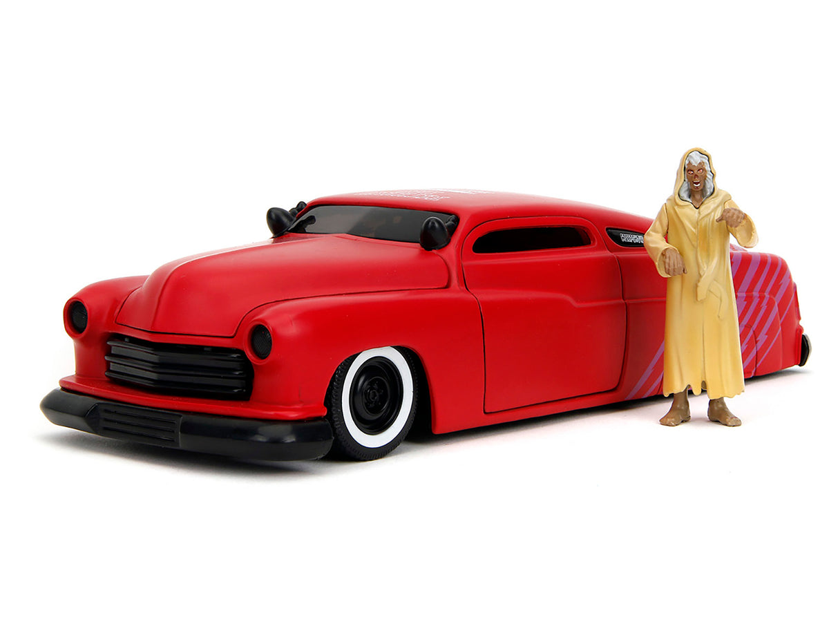 1951 Mercury Matt Red with Purple Stripes and Creep Diecast Figure "Creepshow" (1982) Movie "Hollywood Rides" Series 1/24 Diecast Model Car