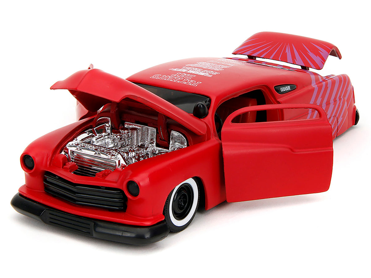 1951 Mercury Matt Red with Purple Stripes and Creep Diecast Figure "Creepshow" (1982) Movie "Hollywood Rides" Series 1/24 Diecast Model Car