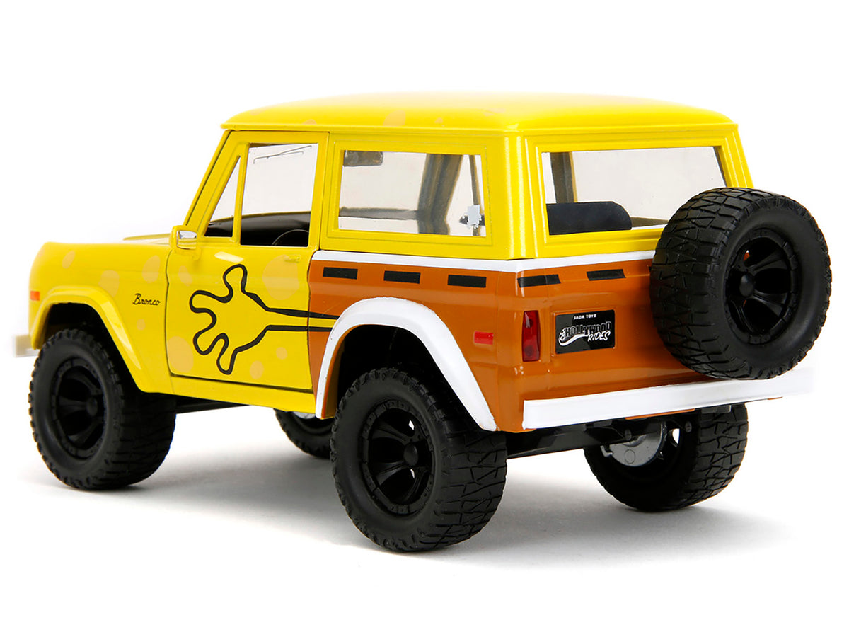1973 Ford Bronco Yellow with Graphics and SpongeBob SquarePants Diecast Figure "SpongeBob SquarePants" (1999–Current) TV Series "Hollywood Rides" Series 1/24 Diecast Model Car