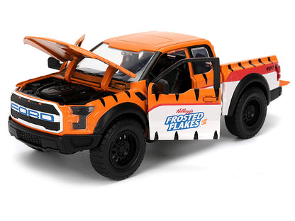 2017 Ford F-150 Raptor Pickup Truck "Frosted Flakes" Orange with Graphics and Tony the Tiger Diecast Figure "Hollywood Rides" Series 1/24 Diecast Model Car