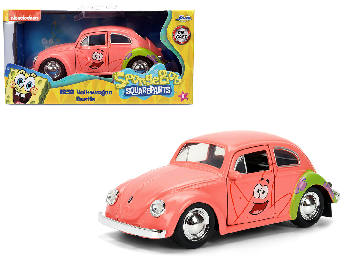 1959 Volkswagen Beetle "Patrick Star" Livery Pink "SpongeBob SquarePants" (1999-Current) TV Series "Hollywood Rides" Series 1/32 Diecast Model Car