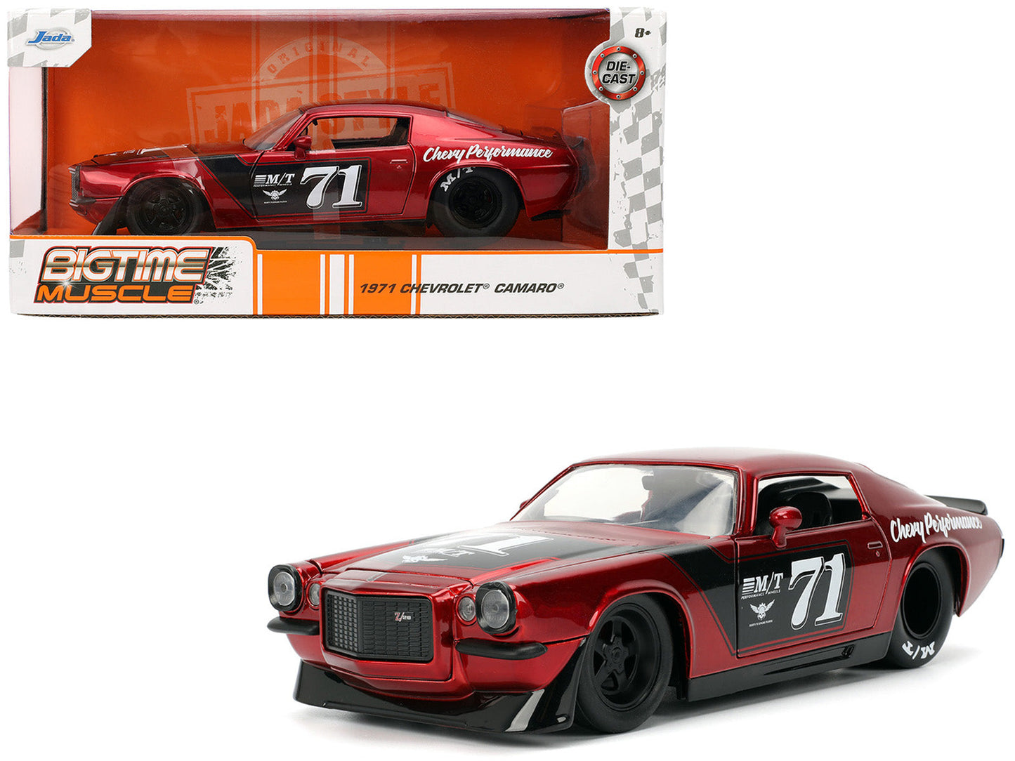 1971 Chevrolet Camaro #71 Red Metallic with Black Stripes "Bigtime Muscle" Series 1/24 Diecast Model Car