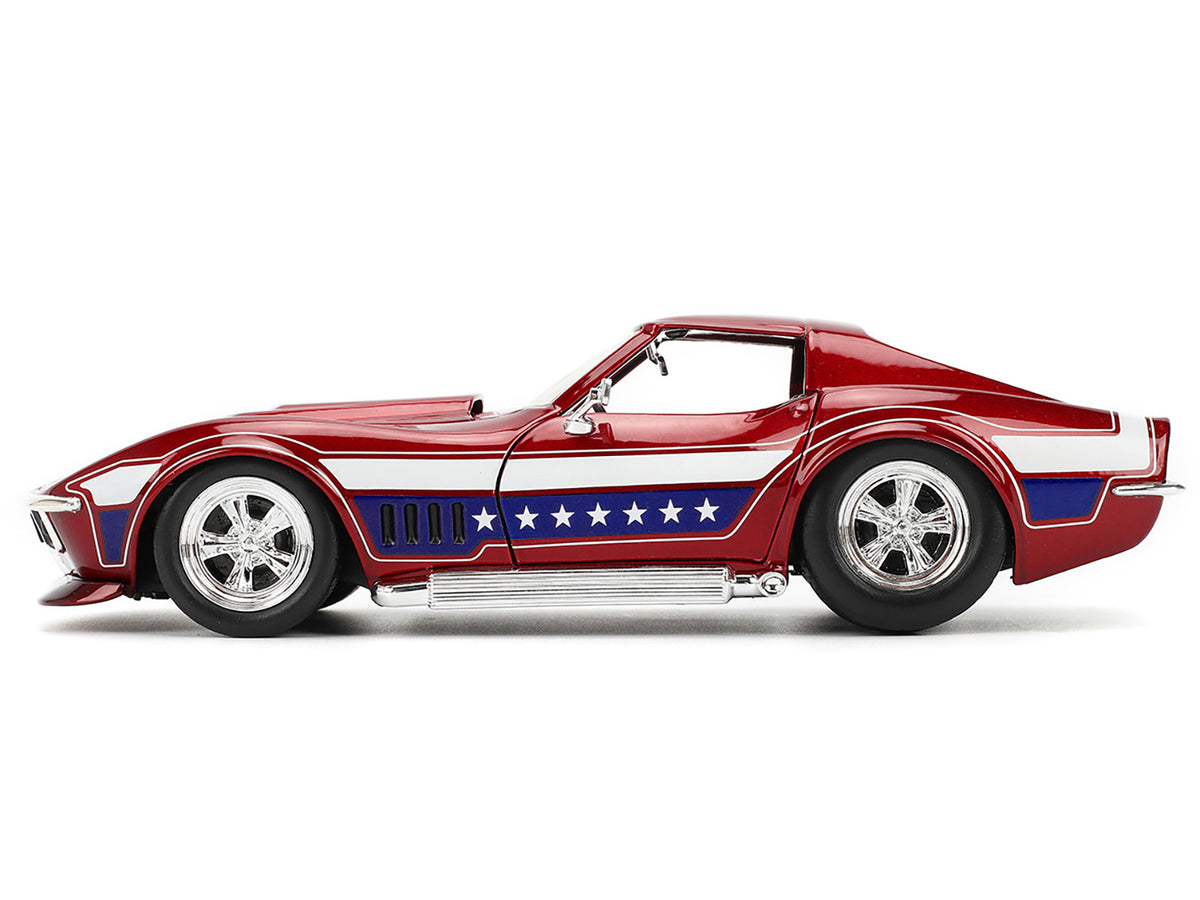 1969 Chevrolet Corvette Stingray ZL1 Red Metallic with Stars and Stripes Graphics "Bigtime Muscle" Series 1/24 Diecast Model Car