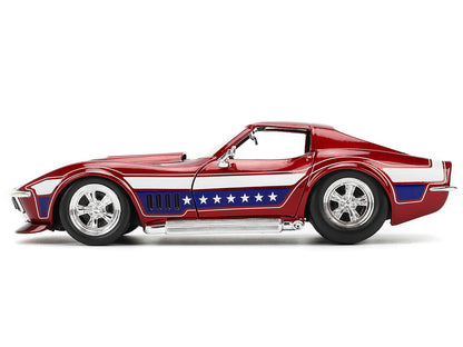 1969 Chevrolet Corvette Stingray ZL1 Red Metallic with Stars and Stripes Graphics "Bigtime Muscle" Series 1/24 Diecast Model Car