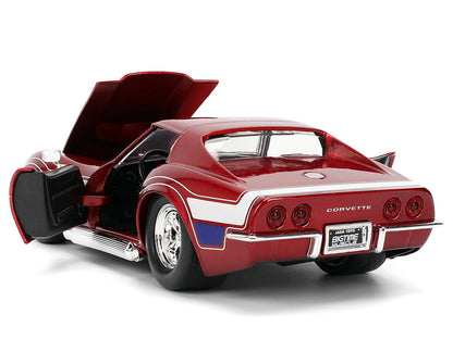 1969 Chevrolet Corvette Stingray ZL1 Red Metallic with Stars and Stripes Graphics "Bigtime Muscle" Series 1/24 Diecast Model Car
