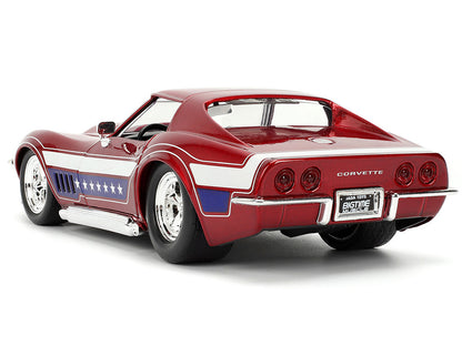 1969 Chevrolet Corvette Stingray ZL1 Red Metallic with Stars and Stripes Graphics "Bigtime Muscle" Series 1/24 Diecast Model Car