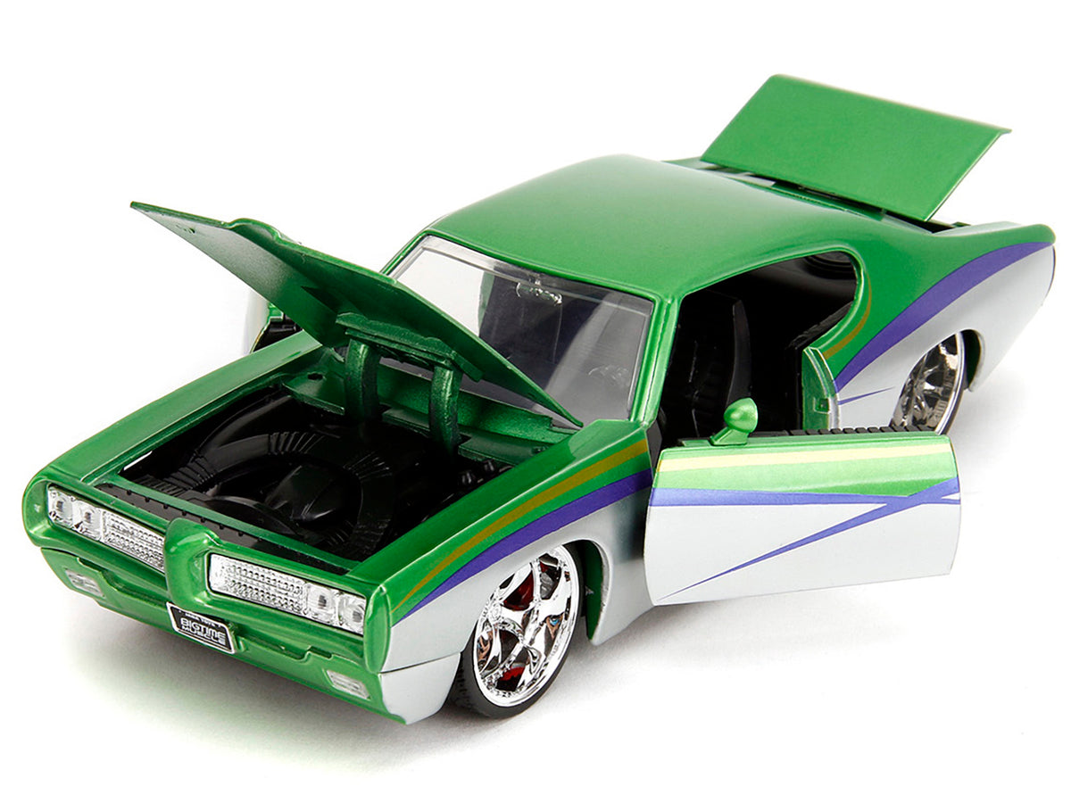 1969 Pontiac GTO Judge Green Metallic and Silver with Stripes "Bigtime Muscle" Series 1/24 Diecast Model Car