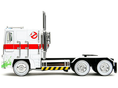 G1 Autobot Optimus Prime Truck White with Robot on Chassis from "Transformers" TV Series - "Ghostbusters" (1984) Movie Crossover "Hollywood Rides" Series 1/24 Diecast Model