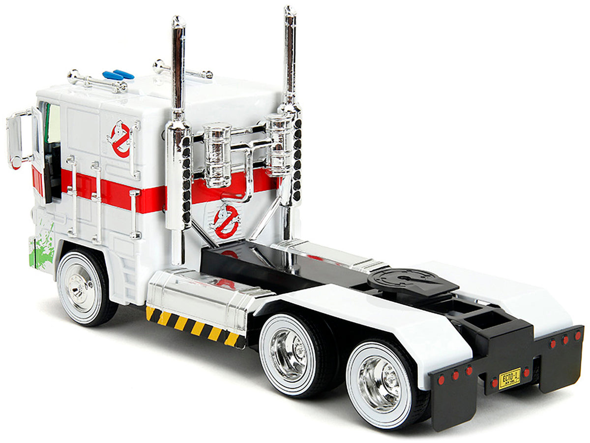 G1 Autobot Optimus Prime Truck White with Robot on Chassis from "Transformers" TV Series - "Ghostbusters" (1984) Movie Crossover "Hollywood Rides" Series 1/24 Diecast Model