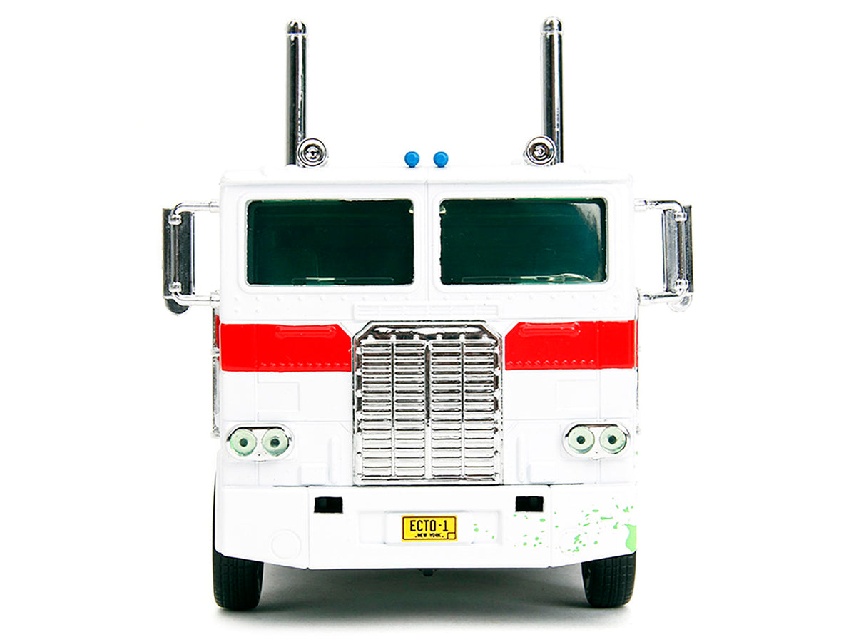G1 Autobot Optimus Prime Truck White with Robot on Chassis from "Transformers" TV Series - "Ghostbusters" (1984) Movie Crossover "Hollywood Rides" Series 1/24 Diecast Model