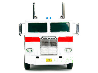 G1 Autobot Optimus Prime Truck White with Robot on Chassis from "Transformers" TV Series - "Ghostbusters" (1984) Movie Crossover "Hollywood Rides" Series 1/24 Diecast Model