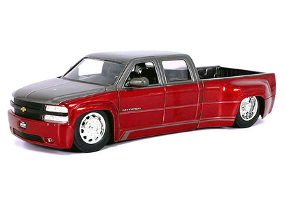 1999 Chevrolet Silverado Dually Pickup Truck Red Metallic and Gray with Stock Wheels "Just Trucks" Series 1/24 Diecast Model Car