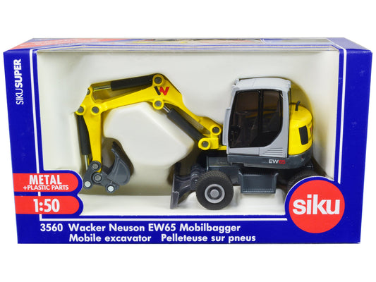 Wacker Neuson EW65 Mobile Excavator Yellow and Gray 1/50 Diecast Model