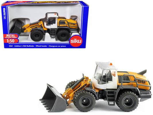 Liebherr L556 Wheel Loader Yellow with White Cabin 1/50 Diecast Model