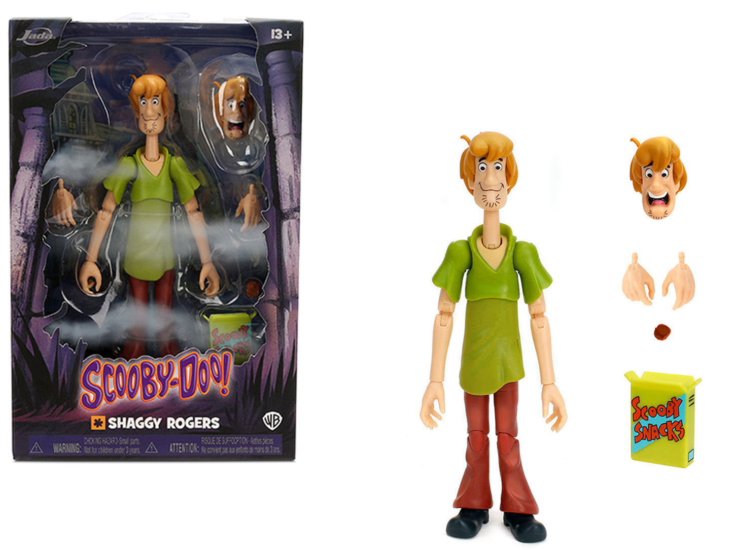 Shaggy Rogers 6.5" Moveable Figure with Accessories and Alternate Head and Hands "Scooby-Doo!" Franchise Model