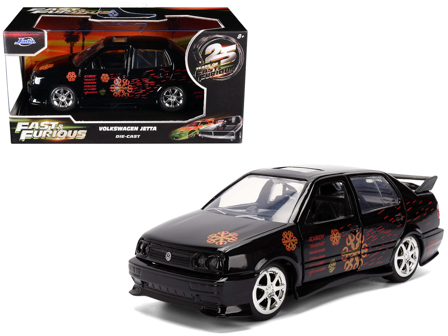 Volkswagen Jetta Black with Graphics "Fast & Furious Remix - 25th Anniversary" Series 1/32 Diecast Model Car
