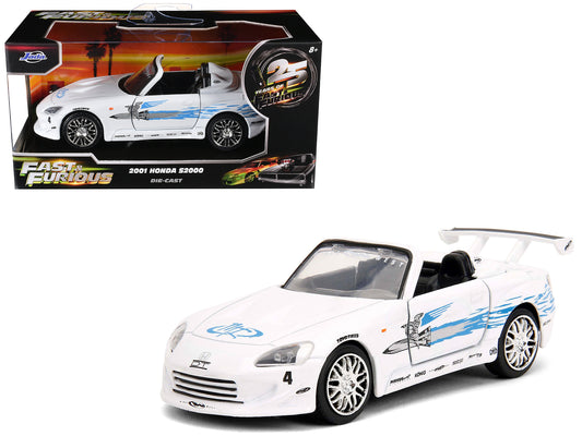 2001 Honda S2000 Convertible White with Graphics "Fast & Furious Remix - 25th Anniversary" Series 1/32 Diecast Model Car