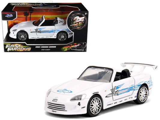 2001 Honda S2000 Convertible White with Graphics "Fast & Furious Remix - 25th Anniversary" Series 1/32 Diecast Model Car