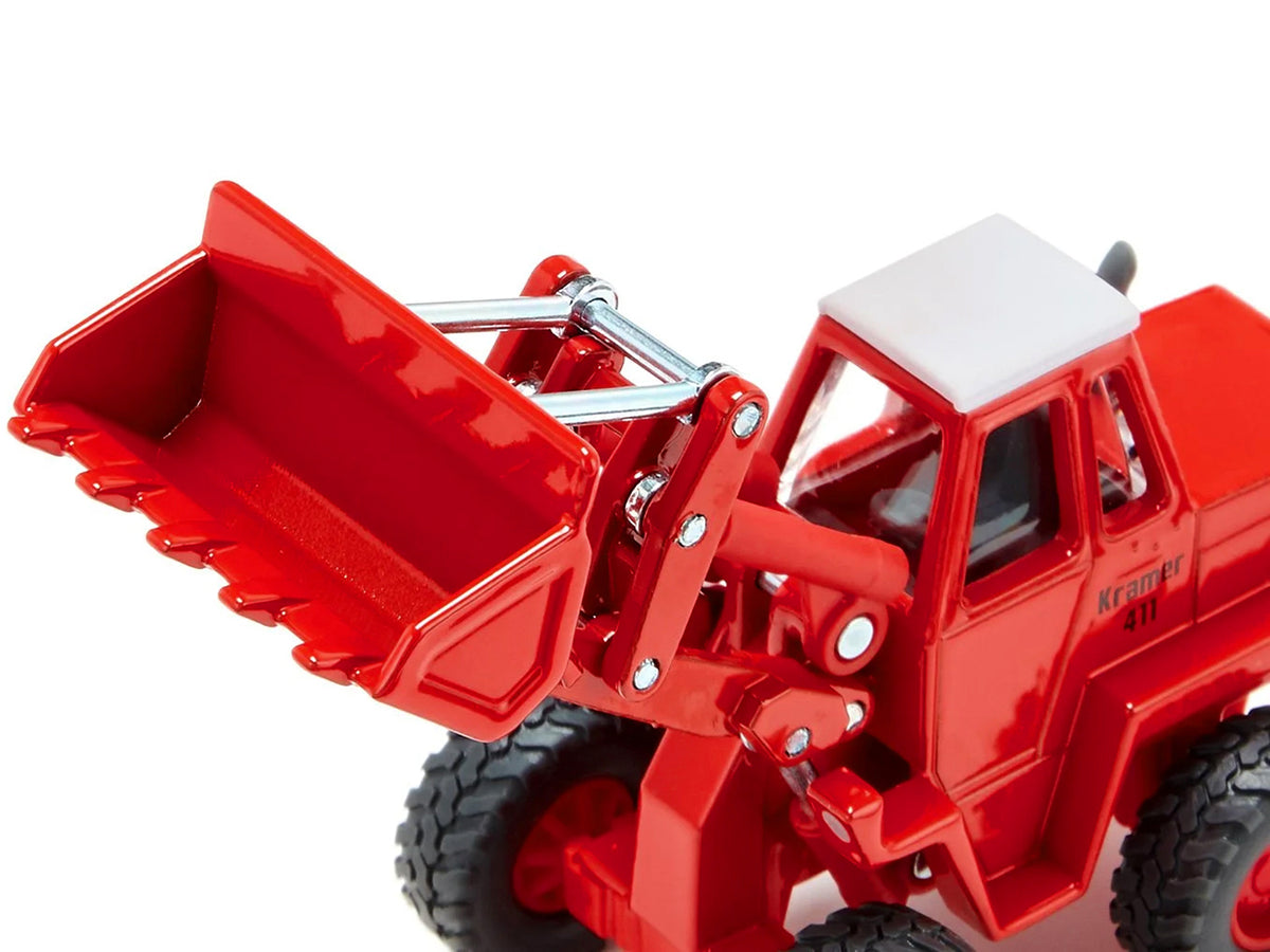 Kramer 411 Wheel Loader Red with White Top 1/50 Diecast Model