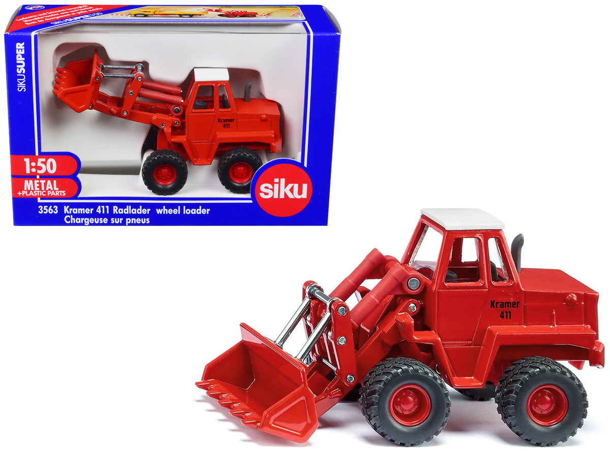 Kramer 411 Wheel Loader Red with White Top 1/50 Diecast Model