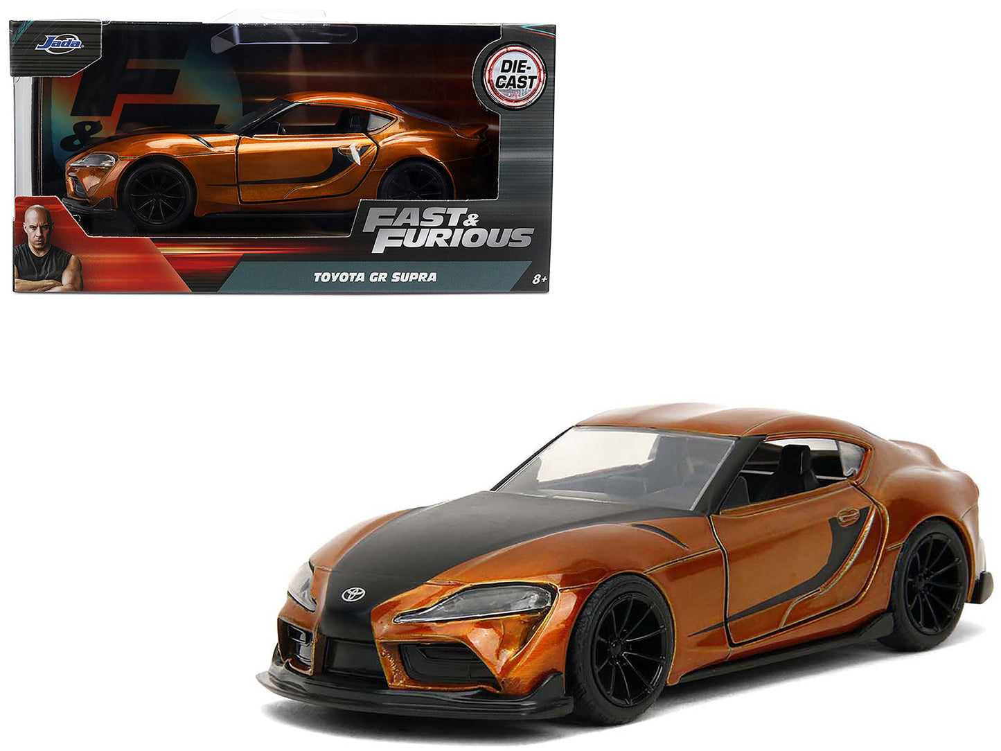 2020 Toyota Supra Orange Metallic with Black Stripes "F9" (2021) Movie "Fast & Furious" Series 1/32 Diecast Model Car