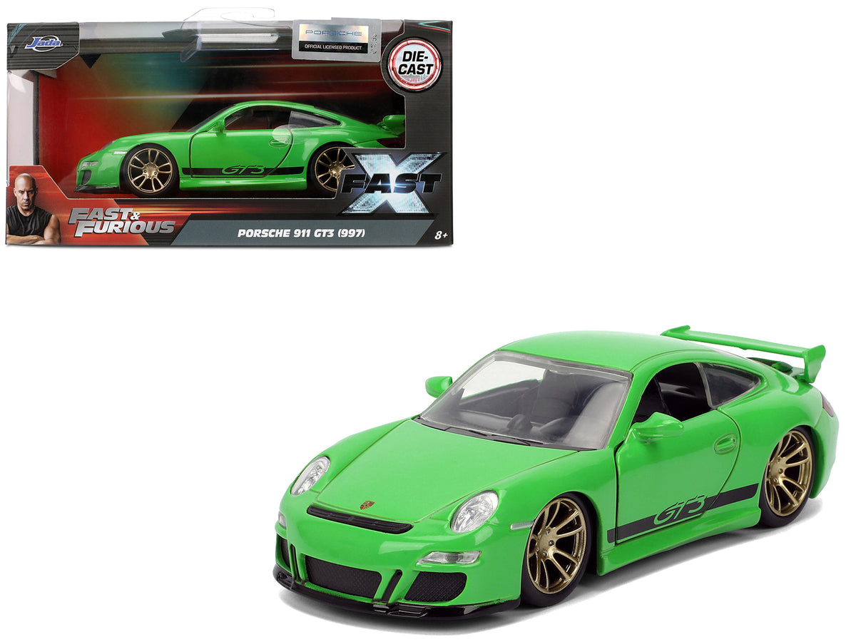 Porsche 911 GT3 (997) Green with Black Accents "Fast X" (2023) Movie "Fast & Furious" Series 1/32 Diecast Model Car