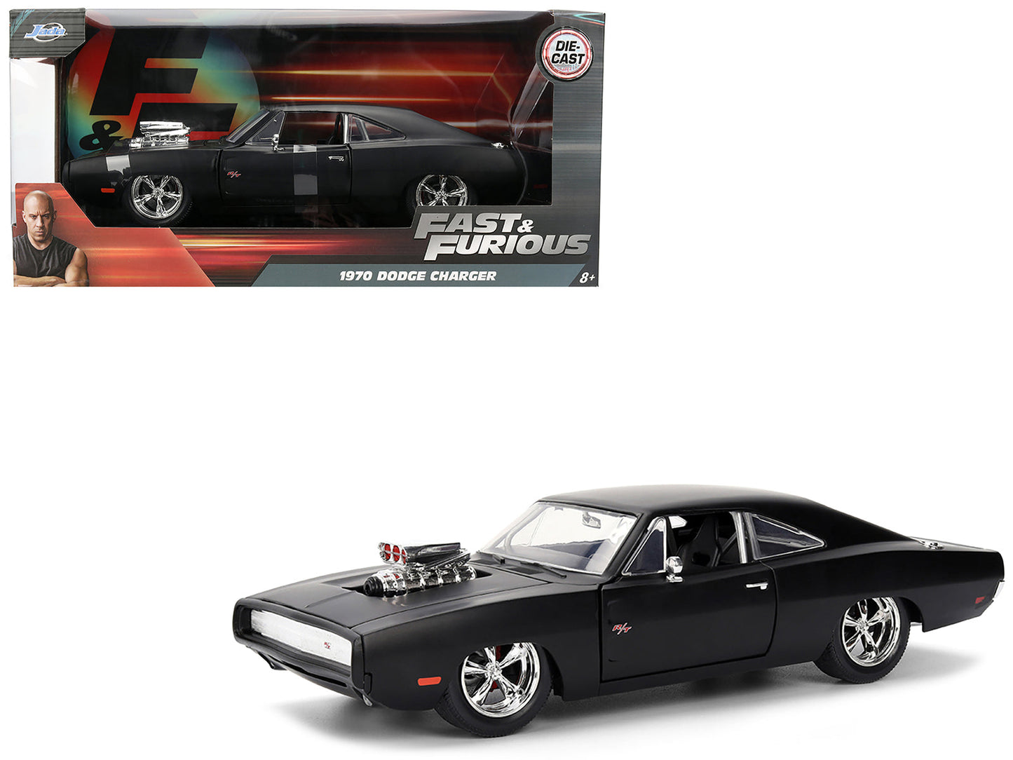 1970 Dodge Charger R/T Matt Black "Fast & Furious" (2009) Movie "Fast & Furious" Series 1/24 Diecast Model Car