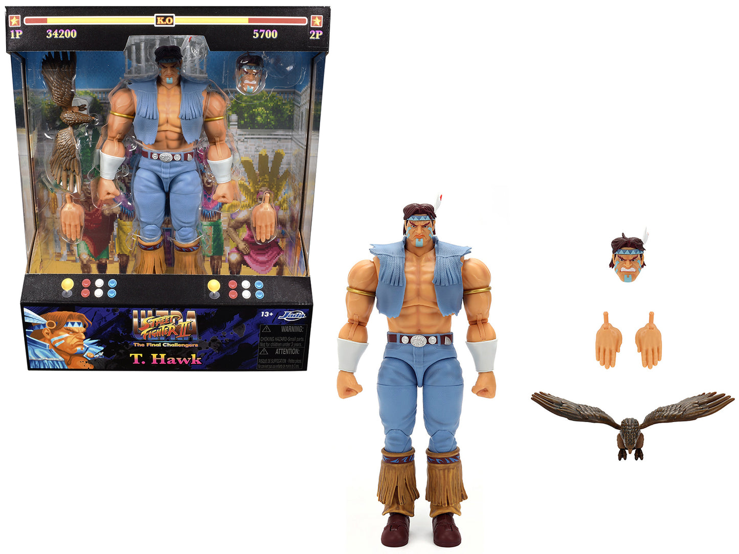 T. Hawk 7.5" Moveable Figure with Accessories and Alternate Head and Hands "Ultra Street Fighter II: The Final Challengers" (2017) Video Game Model