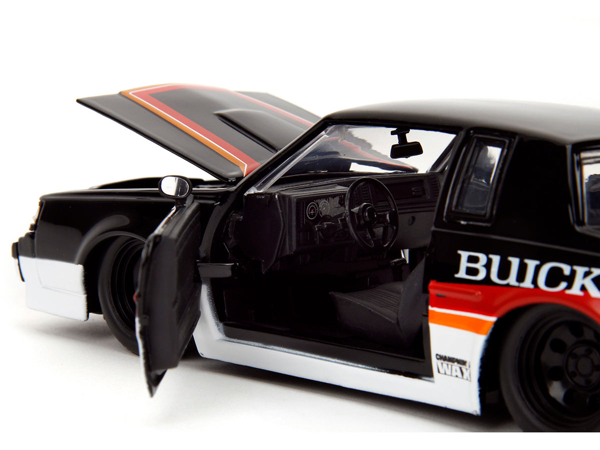 1987 Buick Grand National #7 "Buick Racing" Black and White with Stripes "Bigtime Muscle" Series 1/24 Diecast Model Car